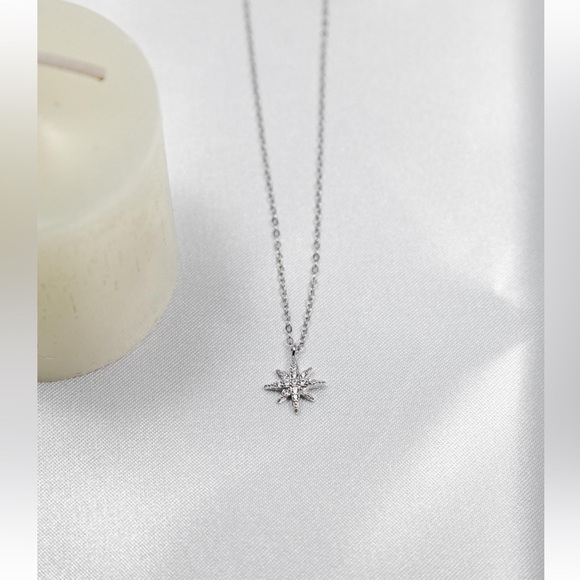 Silver North Star Charm Necklace,Star Necklace - Picture 4 of 5